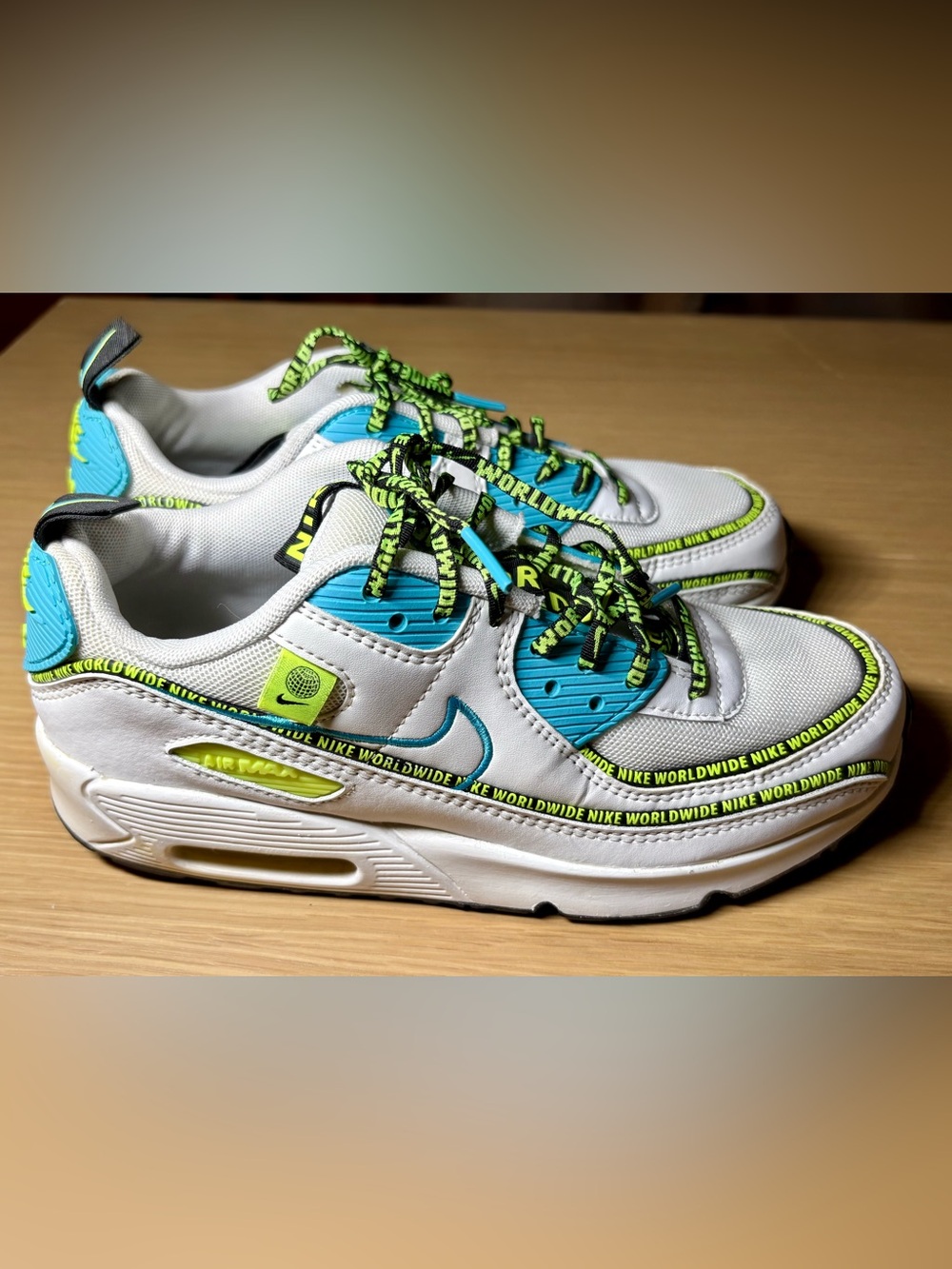 Nike Air Max 90 SE Worldwide Pack Blue Fury Volt Sneakers 6.5Y